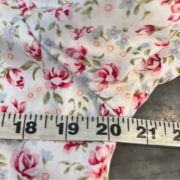 Lanz Of Salzburg Cotton Twill Floral Blouse Ruffled New Large Pink - Picture 5 of 8